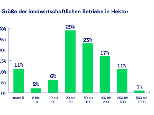 gls-bank-nachhaltigkeitsbericht-2022-landwirtschaft-betriebe-hektar-größe Eine Grafik, die die Größe landwirtschaftlicher Betriebe in Hektar angibt.
